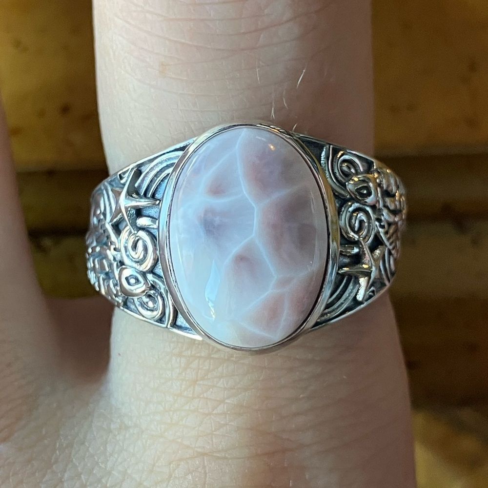 Natrolite Sterling Silver Starfish Ring Size 8